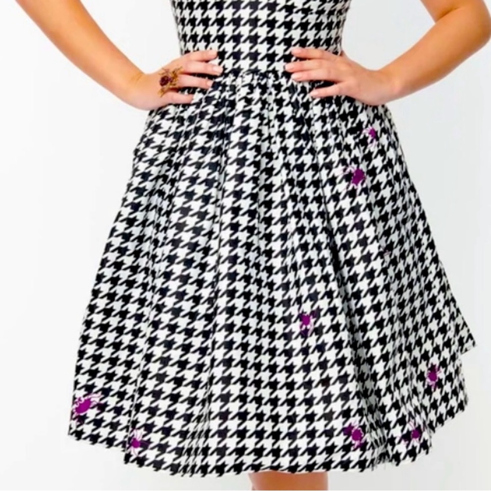 NWOT Unique Vintage Houndstooth Creepy Crawler Spider Darcy Dress Halloween Sz M - Picture 6 of 12